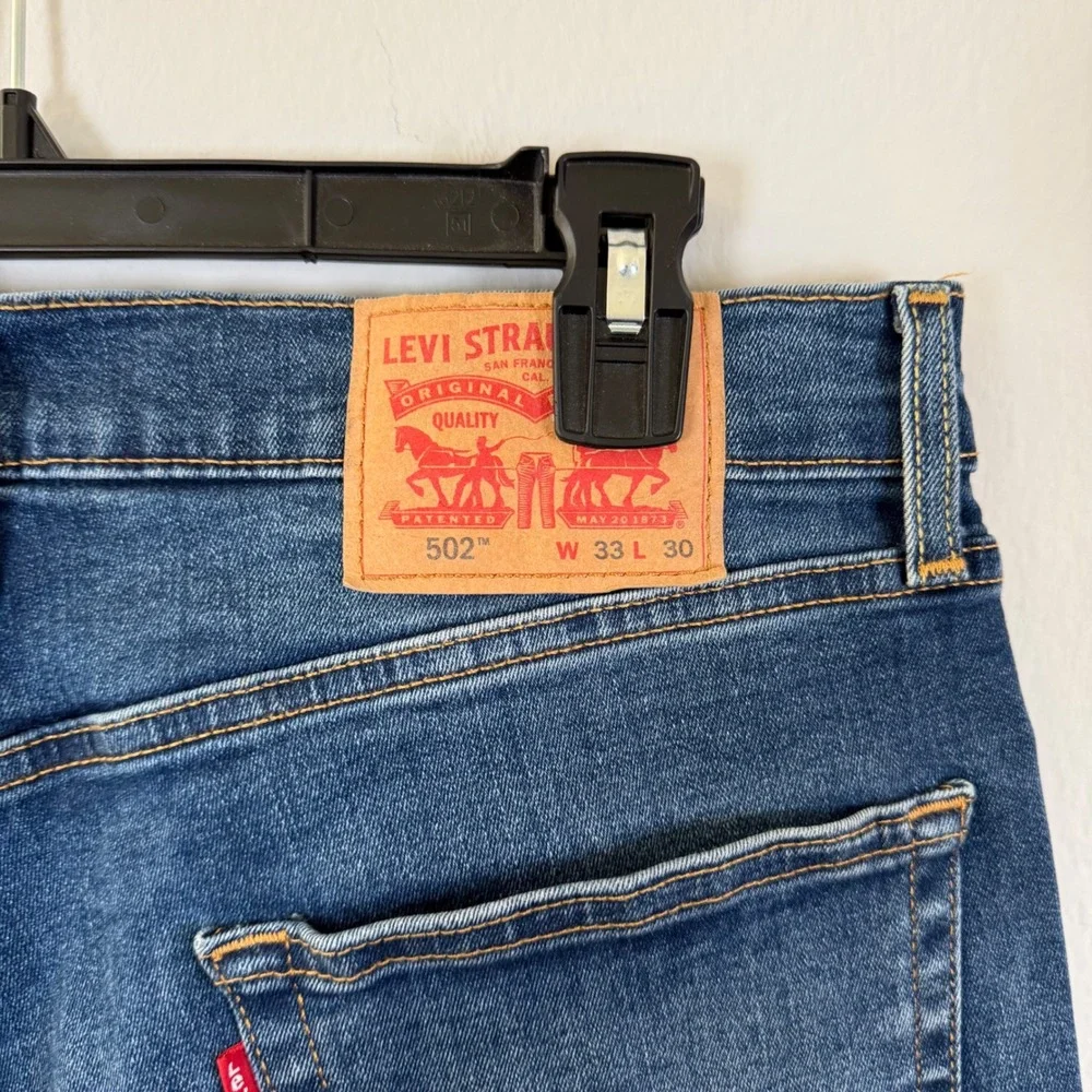 Levi Strauss 502 Mens Blue Denim Jeans W33 L30‎ Taper Fit Waterless